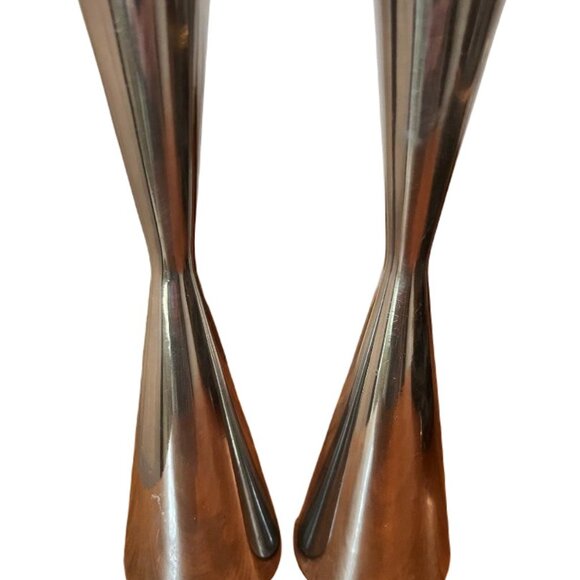 Vintage pair IKEA Gota Aluminum Erika Pekkari Danish MCM modernist candlesticks - Picture 2 of 4